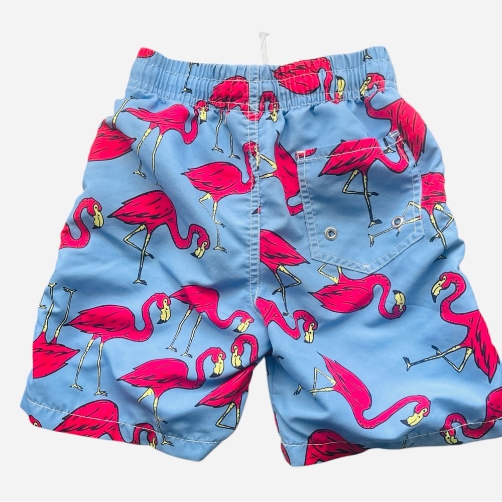 Kite”n”Koo athleisure casual swim trunks 5-6 Flamingo Print blue elastic waist - Picture 7 of 10